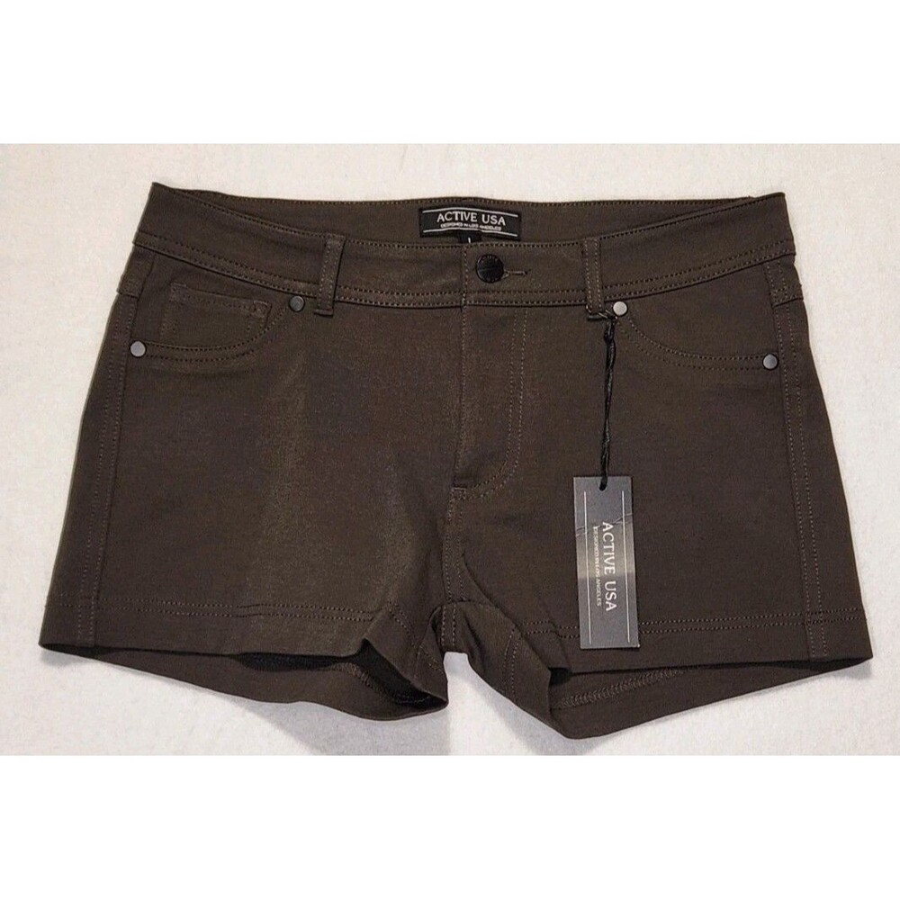Active USA Olive Green Ladies Shorts Basic 2 in New Casual Dark Hiking Outdoors
